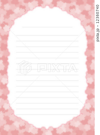 桜の便箋 ぼかしと影 ストレート線 のイラスト素材