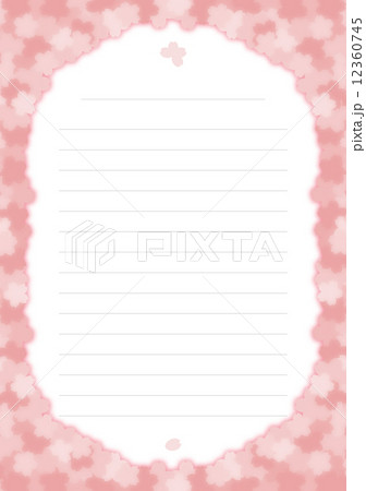 桜の便箋_ぼかしと影(ストレート線) 桜の便箋_ぼかしと影(ストレート線) 12360745