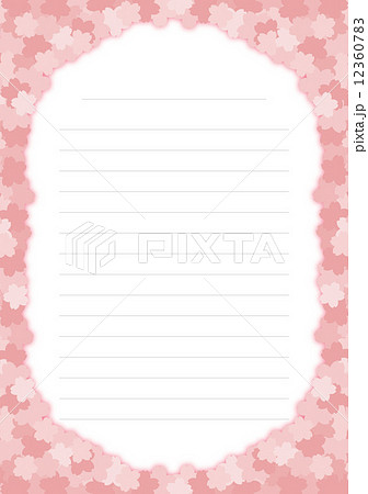 桜の便箋_シャープ桜と影（ストレート線） 12360783
