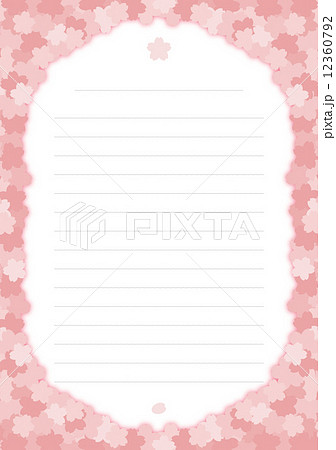 桜の便箋_シャープ桜と影（波線） 12360792