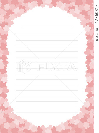 桜の便箋_シャープ桜（ストレート線） 12360817