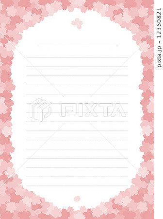桜の便箋 シャープ桜 波線 のイラスト素材