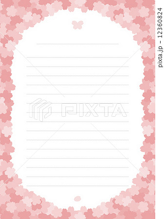 桜の便箋_シャープ桜（波線） 12360824