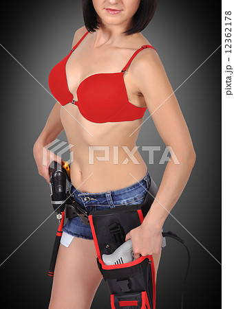sexy girl with electric drill 12362178