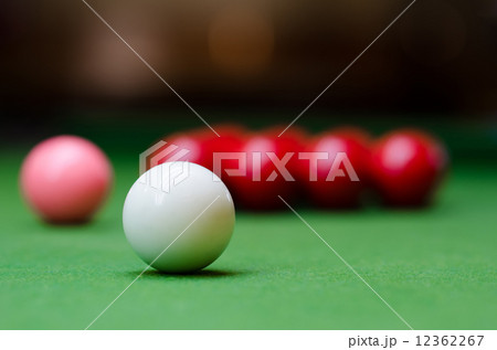 Three different colour snooker balls on the table 2 12362267