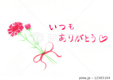 母の日 カーネーション 花 春 ありがとう 五月 イベント プレゼント リボン 植物 桃色 か のイラスト素材