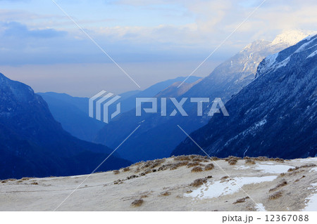 Movement of the clouds on the mountains, Himalayas 12367088