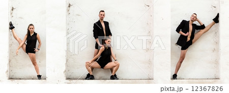 Beautiful couple of professional artists dancing 12367826