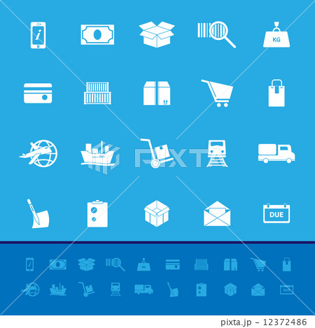 Shipment color icons on blue background 12372486