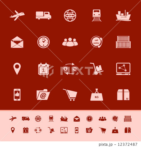 Logistic color icons on red background 12372487