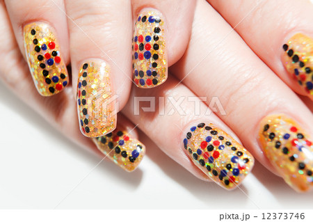 Female hands with nails art on the white background 12373746