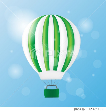 White with green stripes ballon in the sky 12374199