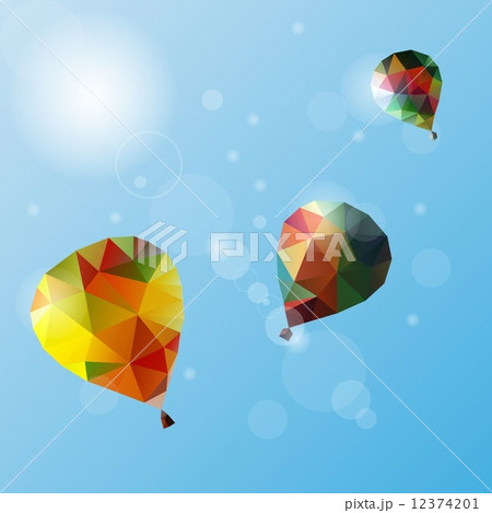 Blue sky with polygon style balloons 12374201