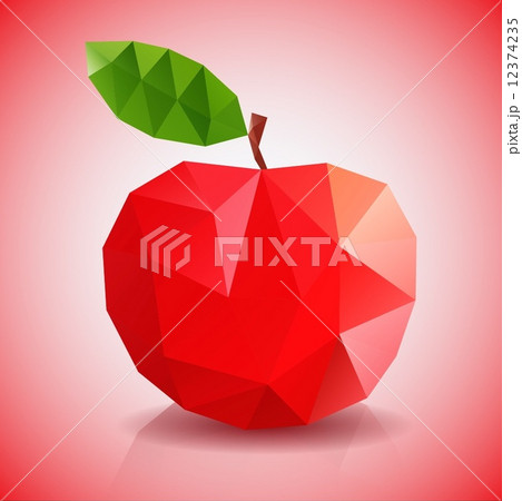 Green apple made from polygons 12374235