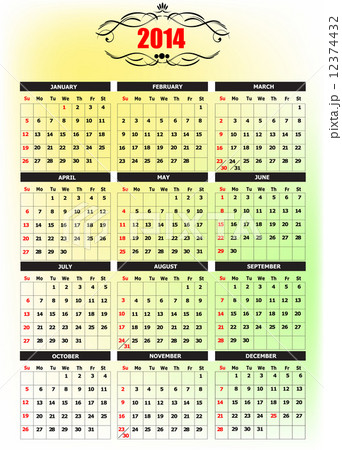 2014 calendar with pencil image. Vector illustration 12374432