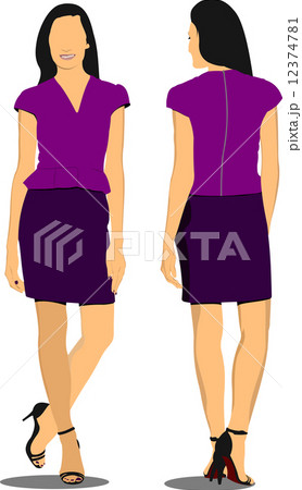 Cute lady in purple. Vector illustration 12374781