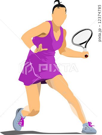 Woman Tennis player. Colored Vector illustration for designers Woman Tennis player. Colored Vector illustration for designers 12374785
