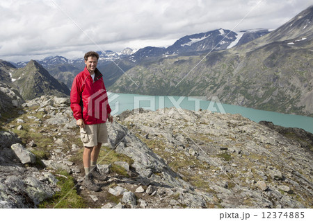 Dutch hiker at Knutshoe Mountain (Jotunheimen National Park, Opp 12374885