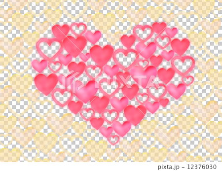 ハート　桃色　愛　心　ラブ　好き　バレンタインデー　ホワイトデー　かわいい　イラスト　赤色　ピンク色　ハート型　水彩　沢山　複数　いっぱい　黄色　溢れる　詰まった　背景　バックグラウンド　背景素材　イ 12376030