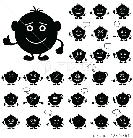 Smilies round, set, black Smilies round, set, black 12376361