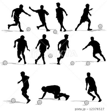 silhouettes of soccer players with the ball. Vector illustration 12376527