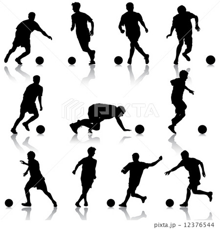 silhouettes of soccer players with the ball. Vector illustration silhouettes of soccer players with the ball. Vector illustration 12376544