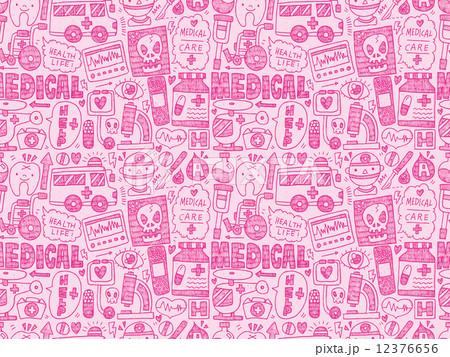 seamless doodle medical pattern 12376656
