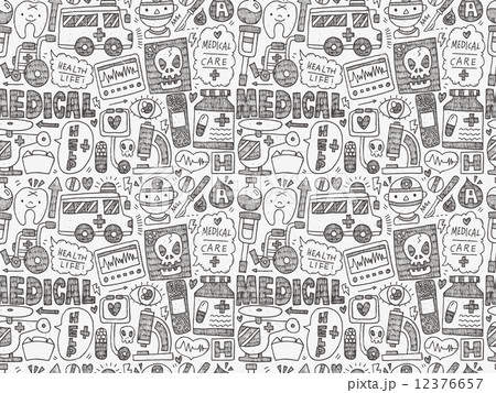 seamless doodle medical pattern 12376657