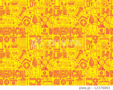 seamless doodle medical pattern 12376663