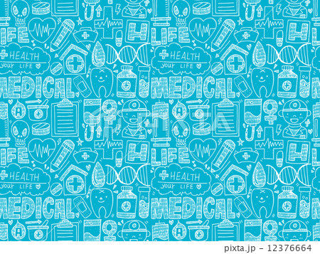 seamless doodle medical pattern 12376664