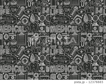 seamless doodle medical pattern 12376665