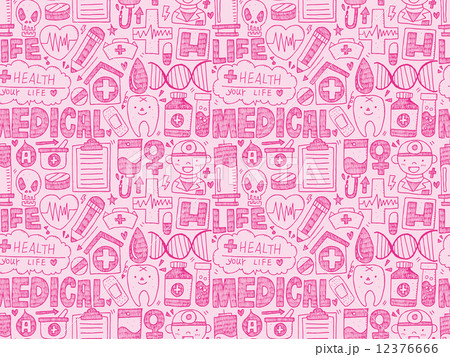 seamless doodle medical pattern 12376666