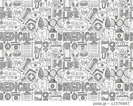 seamless doodle medical pattern 12376667