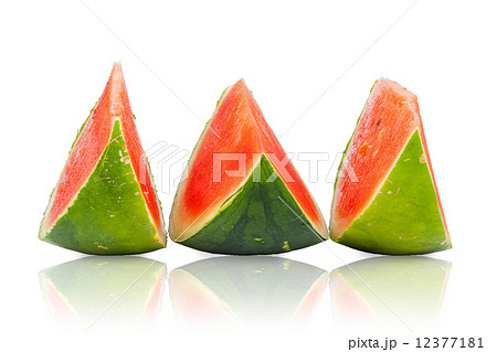 Three sliced Piece of fresh Watermelon 12377181