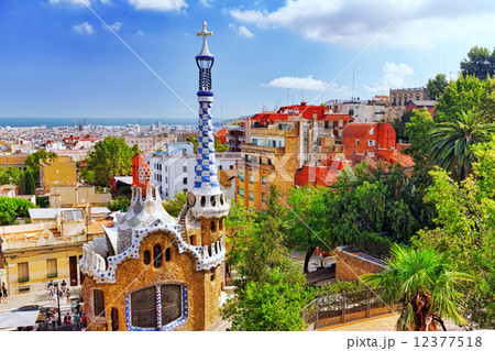 BARCELONA - SEPT, 02:Gorgeous and amazing Park Guel in Barcelona 12377518