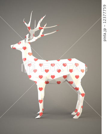 Deer with a pink hearts pattern on gray background Deer with a pink hearts pattern on gray background 12377759