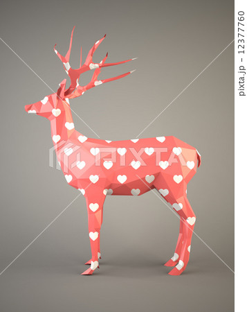 Deer with white hearts pattern on gray background Deer with white hearts pattern on gray background 12377760