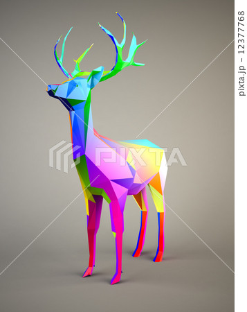 Multicolored  Deer on gray background 12377768