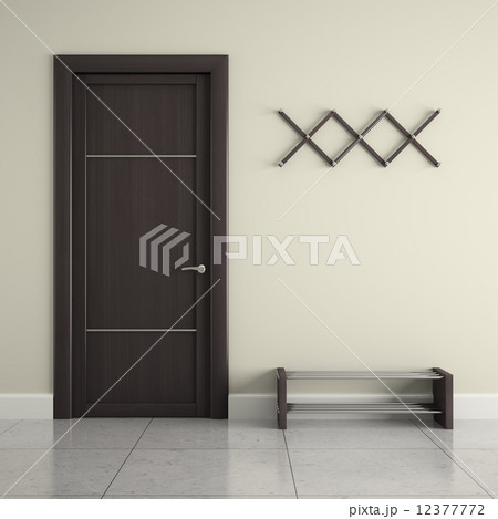 Hall with door, hanger and  stand for shoes 12377772