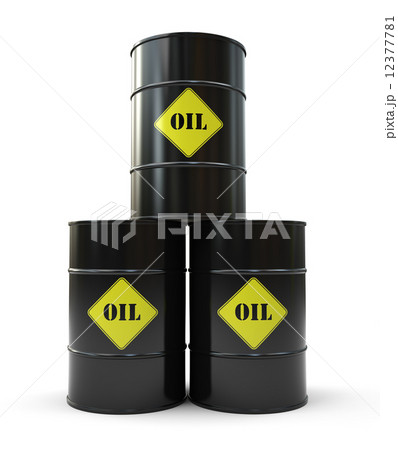 Pyramid of three black oil barrel Pyramid of three black oil barrel 12377781