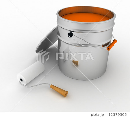 open bucket with a pain and roller 12379306