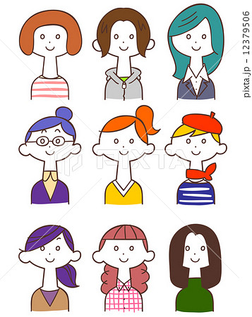 若い女性のイラストセット 12379506