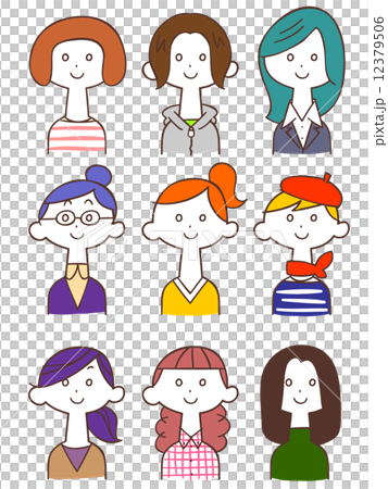 若い女性のイラストセット 12379506