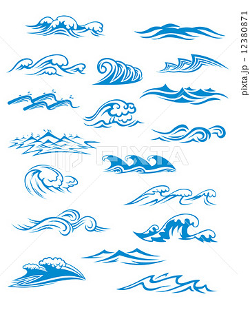 Ocean Or Sea Waves Surf And Splashes Setのイラスト素材