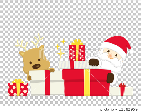 プレゼント　サンタとトナカイ 12382959