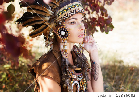 Portrait of a young lady in the Indian roach Portrait of a young lady in the Indian roach 12386082