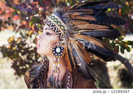 Portrait of a young lady in the Indian roach 12386087