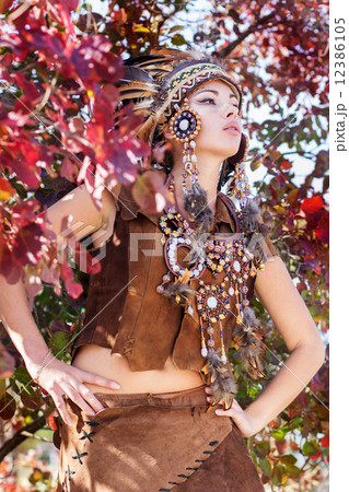 Portrait of a young lady in the Indian roach 12386105