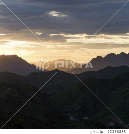 Sunset mountain scenery . Sunset mountain scenery . 12386888