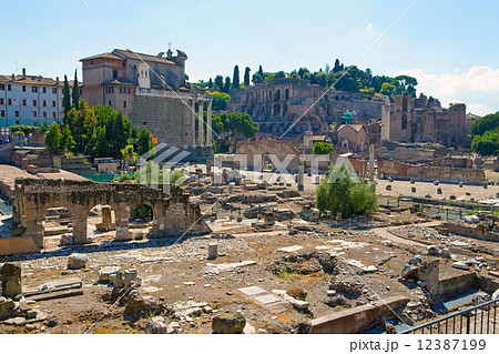 Italy. Rome. Ancient ruins of the Roman Forum.. 12387199